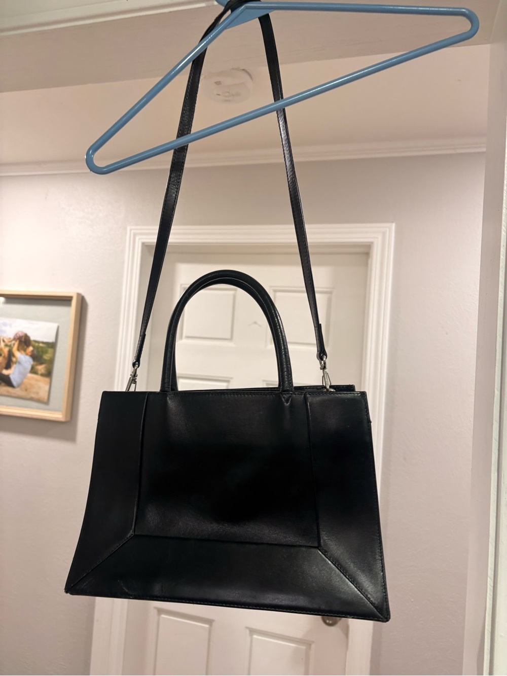 Vintage Radley-Structured Black Leather Tote Handbag